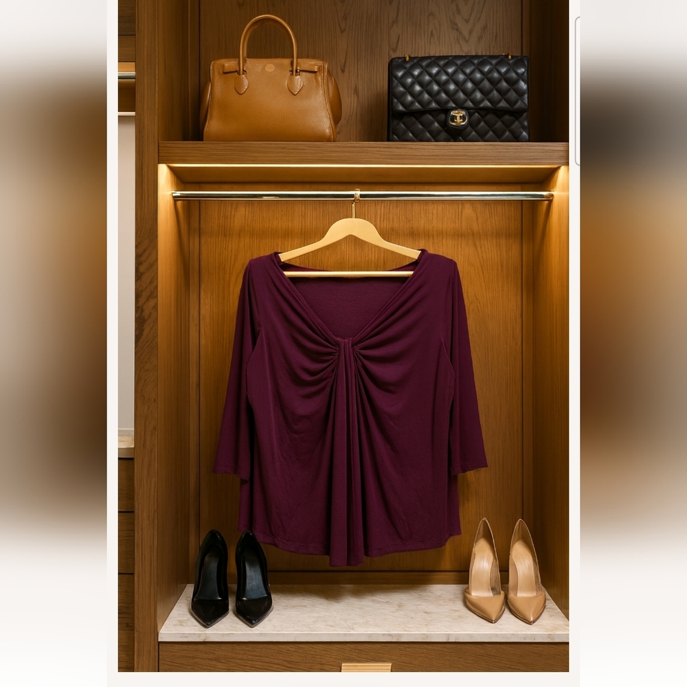Ellos Deep Wine Purple Women's Blouse